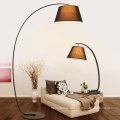 Chinese wholesale modern metal black fishing floor lamp fabric shade stand lamp